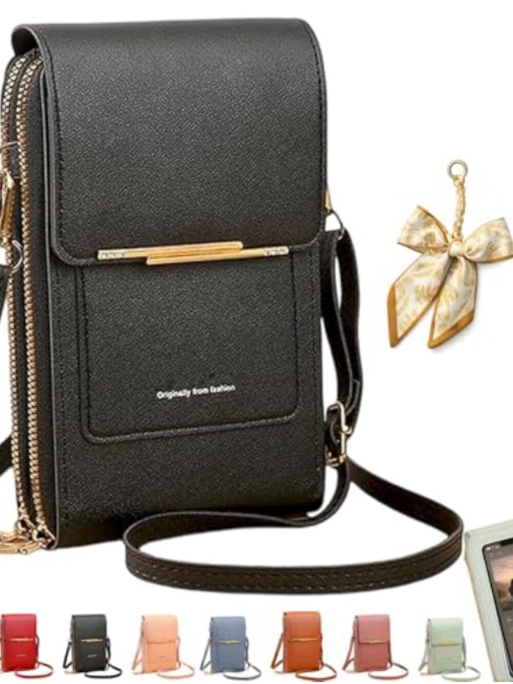 PU Leather RFID Crossbody Phone Bag Touch Screen Messenger Purse